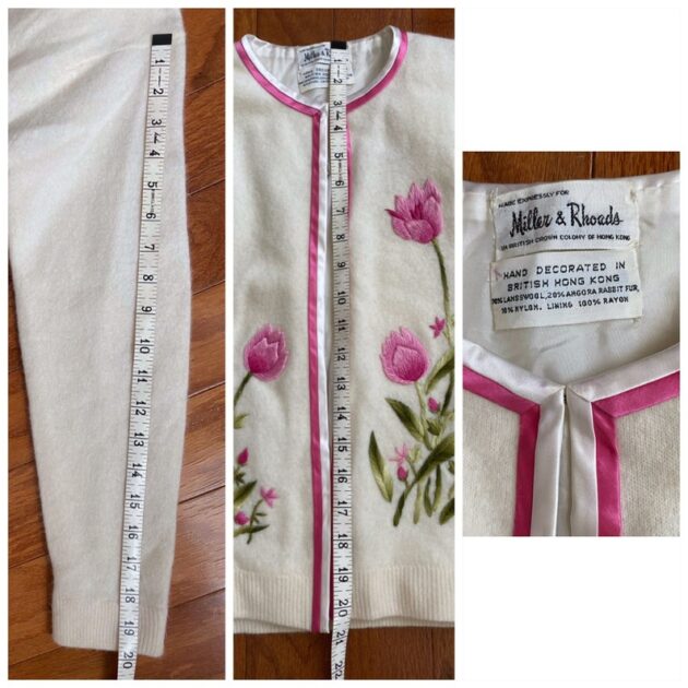 Beautiful Vintage 1950’s 1960’s Hand Embroidered flowers tulips cardigan - Image 11