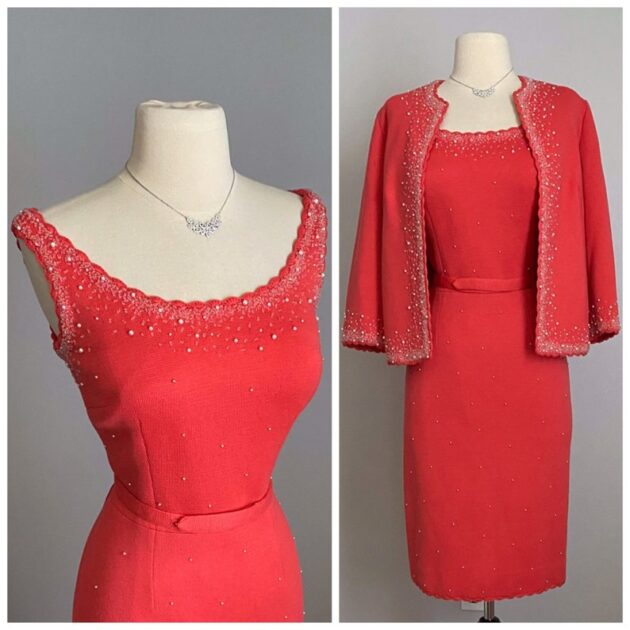 Sophisticated Gene Shelly’s Boutique internationale Vintage 1950s 1960s dress sweater hand beaded - Image 2